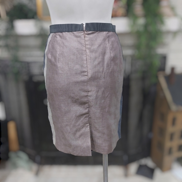 LOFT Color Block Lined Pencil SKIRT Ann Taylor Moden Sz 0 Minimalist NWT - Picture 2 of 5